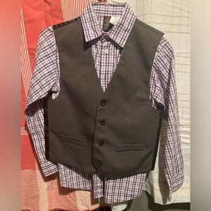 Docker Long Sleeve Dress Shirt w Vest size 10 Boys Kids